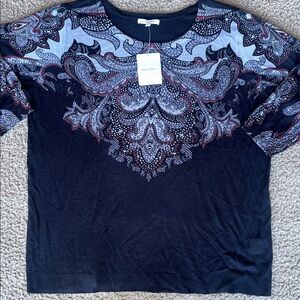 Emily Daniels Half Sleeve Top in Black and Gray